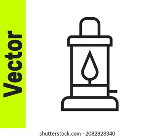 Black line Camping lantern icon isolated on white background.  Vector
