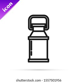 Black line Can container for milk icon isolated on white background.  Vector Illustration