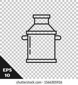 Black line Can container for milk icon isolated on transparent background.  Vector Illustration