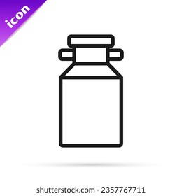 Black line Can container for milk icon isolated on white background.  Vector
