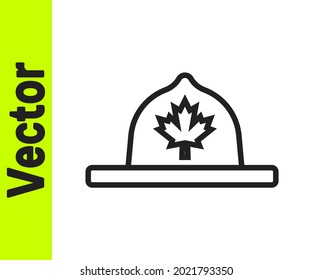 Black line Canadian ranger hat uniform icon isolated on white background.  Vector