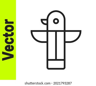 Black line Canadian totem pole icon isolated on white background.  Vector