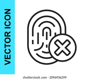 Black line Cancelled fingerprint icon isolated on white background. Access denied for user concept. Error, fraud. Identification sign. Touch id.  Vector