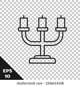 Black line Candlestick icon isolated on transparent background.  Vector Illustration