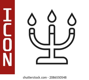 Black line Candlestick icon isolated on white background. Happy Valentines day.  Vector