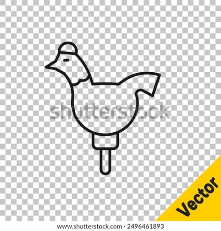Black line Candy cockerel lollipop on a stick icon isolated on transparent background.  Vector