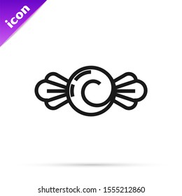 Black line Candy icon isolated on white background. Happy Halloween party.  Vector Illustration