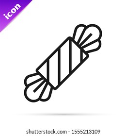 Black line Candy icon isolated on white background. Happy Halloween party.  Vector Illustration