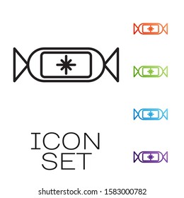 Black line Candy icon isolated on white background. Merry Christmas and Happy New Year. Set icons colorful. Vector Illustration