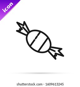 Black line Candy icon isolated on white background.  Vector Illustration