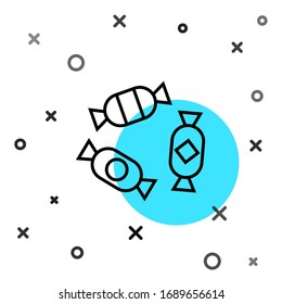 Black line Candy icon isolated on white background. Random dynamic shapes. Vector Illustration