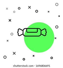 Icono de Candy de línea negra aislado en fondo blanco. Ilustración vectorial