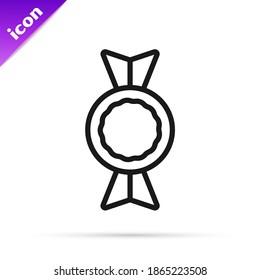 Black line Candy icon isolated on white background.  Vector