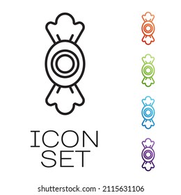 Black line Candy icon isolated on white background. Set icons colorful. Vector
