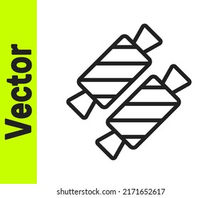 Black line Candy icon isolated on white background. Happy Valentines day.  Vector
