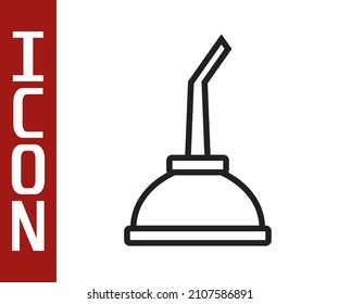 Schwarze Linie Kanister für Maschinenöl Symbol einzeln auf weißem Hintergrund. Ölgallon. Ölwechselservice und -reparatur.  Vektorgrafik