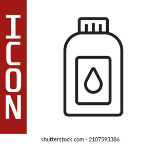 Black line Canister for motor machine oil icon isolated on white background. Oil gallon. Oil change service and repair.  Vector