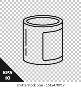 Black line Canned food icon isolated on transparent background. Food for animals. Pet food can.  Vector Illustration