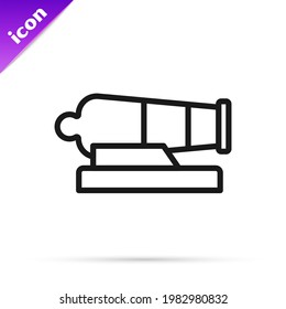 Black line Cannon icon isolated on white background.  Vector
