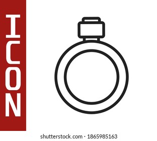 Black line Canteen water bottle icon isolated on white background. Tourist flask icon. Jar of water use in the campaign.  Vector