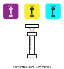 Black line Car air pump icon isolated on white background. Set icons colorful square buttons. Vector Illustration