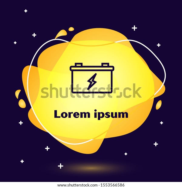 Black line\
Car battery icon isolated on dark blue background. Accumulator\
battery energy power and electricity accumulator battery. Abstract\
banner with liquid shapes. Vector\
Illustration