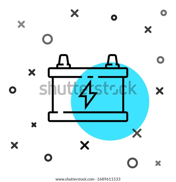 Black line Car\
battery icon isolated on white background. Accumulator battery\
energy power and electricity accumulator battery. Random dynamic\
shapes. Vector\
Illustration