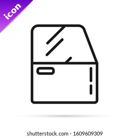 Black line Car door icon isolated on white background.  Vector Illustration