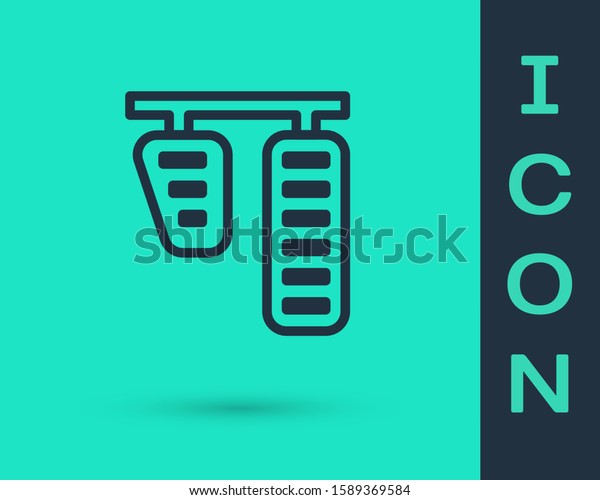 Black line Car gas and brake pedals\
icon isolated on green background.  Vector\
Illustration