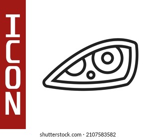 Black line Car headlight icon isolated on white background.  Vector