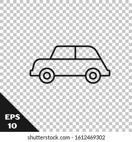 Black line Car icon isolated on transparent background.  Vector Illustration