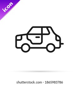 Black line Car icon isolated on white background.  Vector