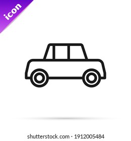 Icono de Auto de línea negra aislado en fondo blanco. Vista frontal.  Vector