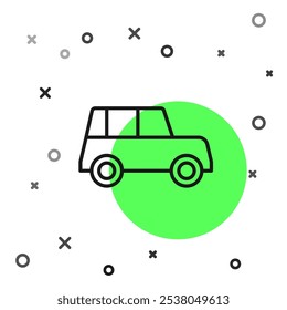 Black line Car icon isolated on white background. Front view.  Vector