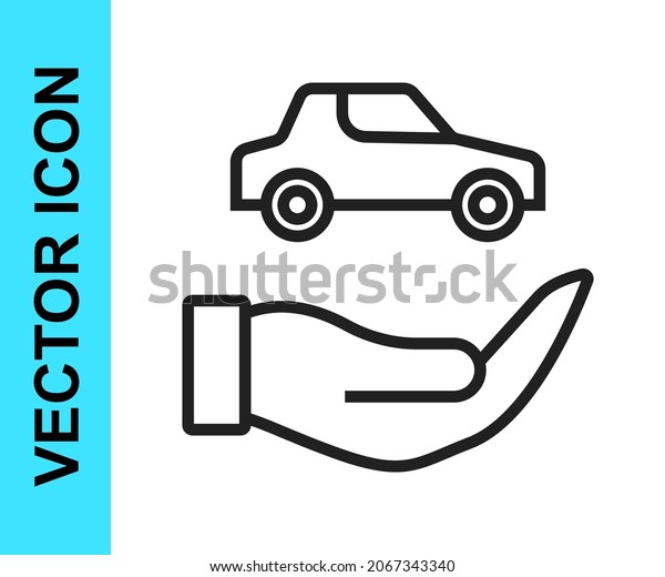 Black line Car insurance icon isolated on white\
background. Insurance concept. Security, safety, protection,\
protect concept.  Vector