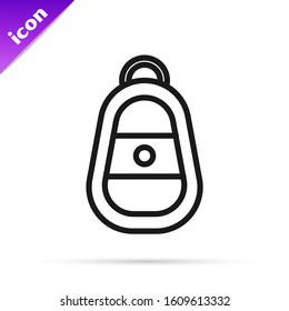Black line Car key with remote icon isolated on white background. Car key and alarm system.  Vector Illustration