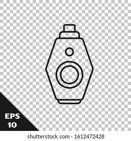 Black line Car key with remote icon isolated on transparent background. Car key and alarm system.  Vector Illustration