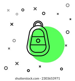 Black line Car key with remote icon isolated on white background. Car key and alarm system.  Vector Illustration