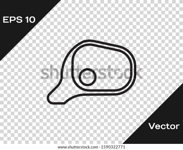 Black line Car mirror icon isolated on\
transparent background.  Vector\
Illustration