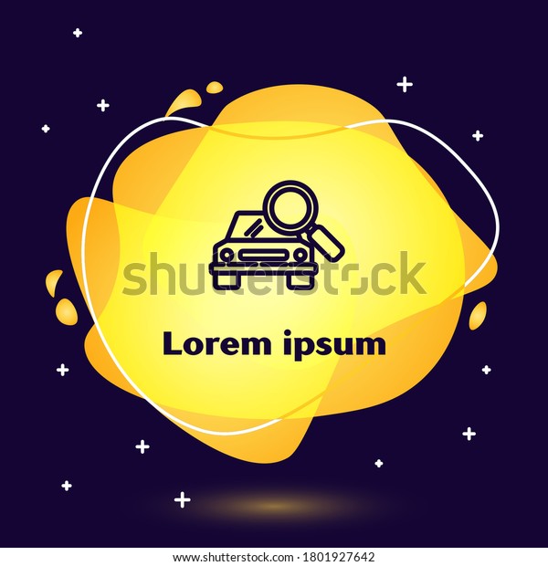 Black line Car search icon isolated on blue
background. Magnifying glass with car. Abstract banner with liquid
shapes. Vector
Illustration