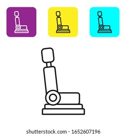 Black line Car seat icon isolated on white background. Car armchair. Set icons colorful square buttons. Vector Illustration