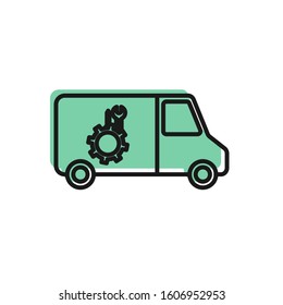Black line Car service icon isolated on white background. Repair service auto mechanic. Maintenance sign.  Vector Illustration
