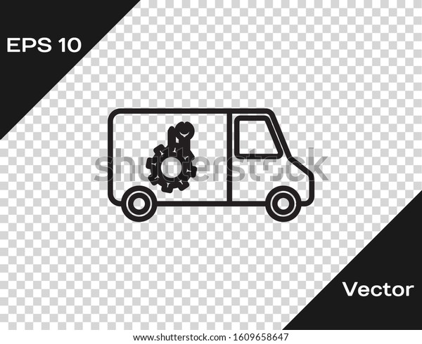 Black line Car service icon isolated on\
transparent background. Repair service auto mechanic. Maintenance\
sign.  Vector\
Illustration