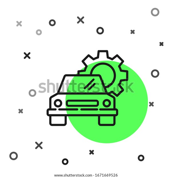 Black line Car service icon isolated on\
white background. Auto mechanic service. Repair service auto\
mechanic. Maintenance sign.  Vector\
Illustration