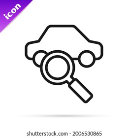 Black line Car sharing icon isolated on white background. Carsharing sign. Transport renting service concept.  Vector