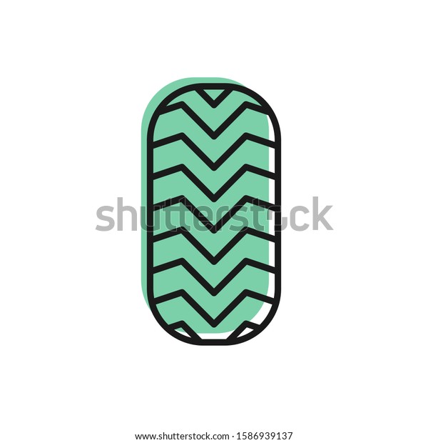 Black line Car tire icon isolated on white\
background.  Vector\
Illustration