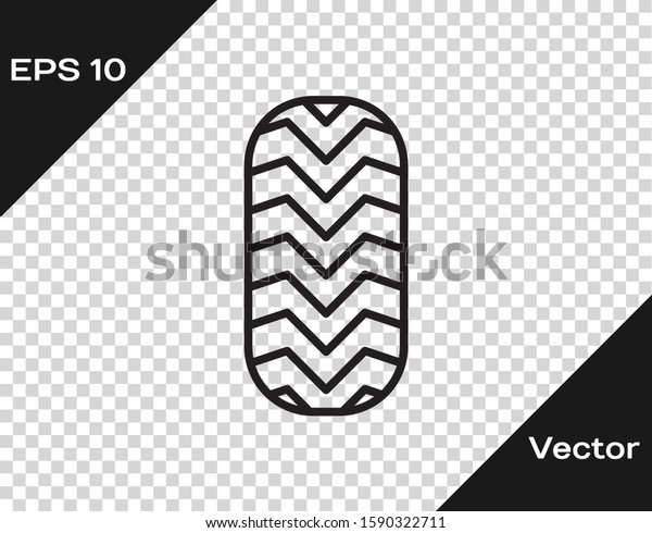 Black line Car tire icon isolated on\
transparent background.  Vector\
Illustration