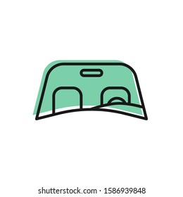 Black line Car windscreen icon isolated on white background.  Vector Illustration