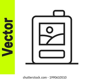 Black line Cardboard box of wine icon isolated on white background.  Vector