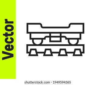 Icono del vagón del tren de carga de línea negra aislado en fondo blanco. Carro de carga. Transporte ferroviario.  Vector